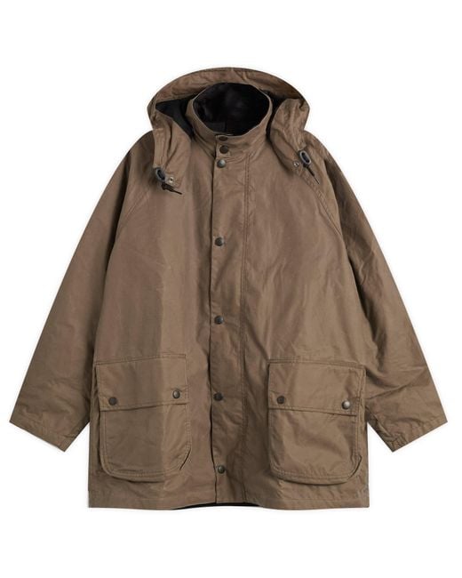 Barbour Brown X Margaret Howell Stand Collar Wax Parka Jacket for men