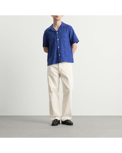 Wax London Blue Curzon Jacquard Vacation Shirt for men