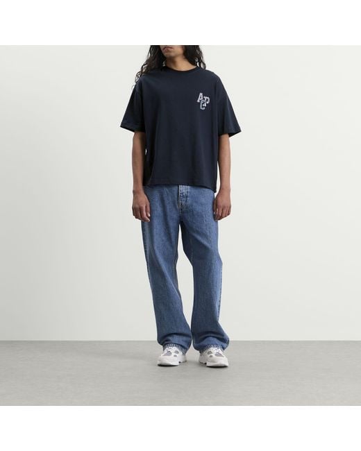 A.P.C. Blue Bruno Applique Logo T-Shirt for men