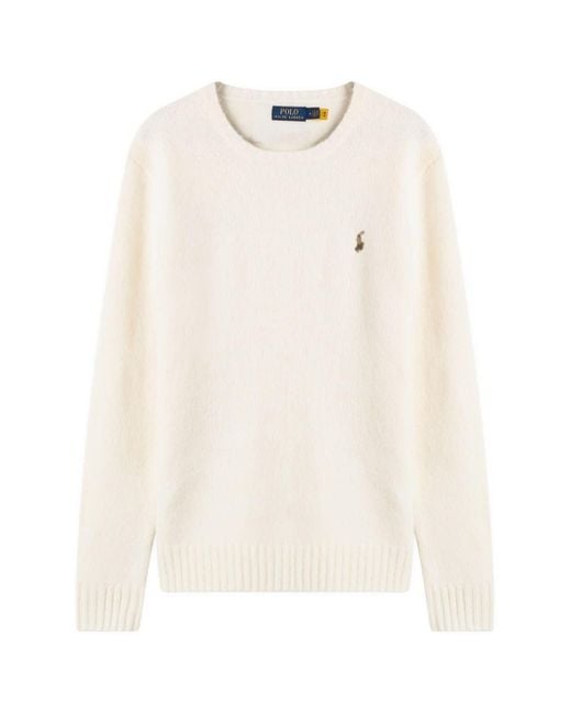 Polo Ralph Lauren White Brushed Shetland Knit Jumper for men