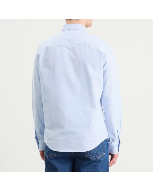 AMI Blue Cotton Oxford Classic Shirt for men