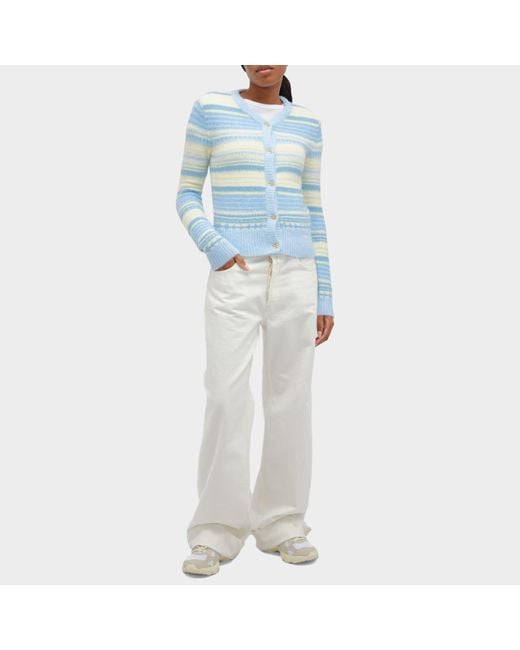 Ganni Blue Stripe Cardigan