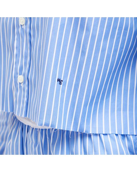 HOMMEGIRLS Blue Cropped Shirts