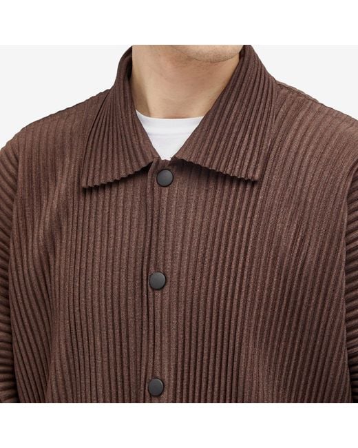 Homme Plissé Issey Miyake Brown Pleated Overshirt for men