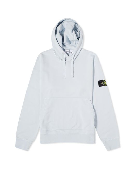 Stone Island White Garment Dyed Popover Hoodie for men