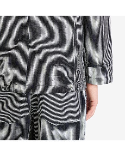 Universal Works Gray Hickory Stripe Original Bakers Jacket for men