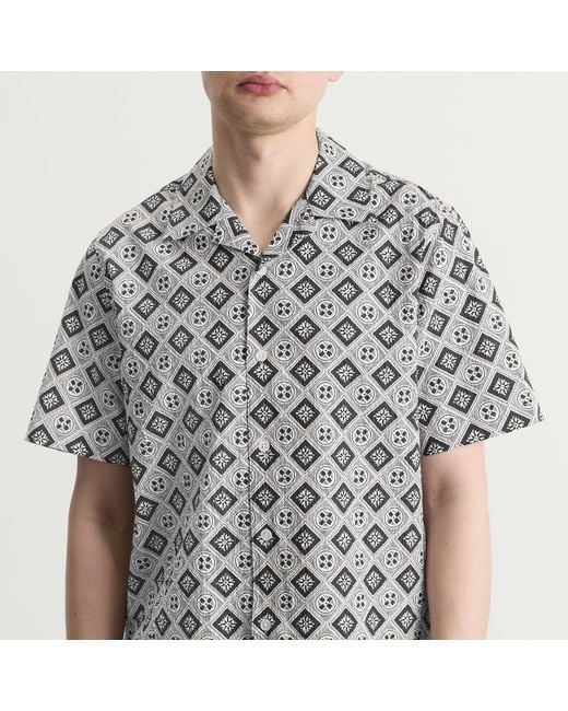 Wax London Gray Didcot Tile Print Vacation Shirt for men