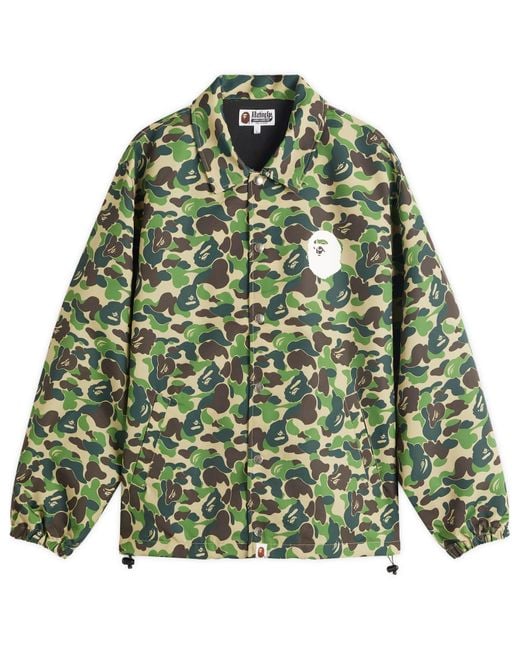 A Bathing Ape Green Abc Camo Nyc Logo Coach Jacket for men