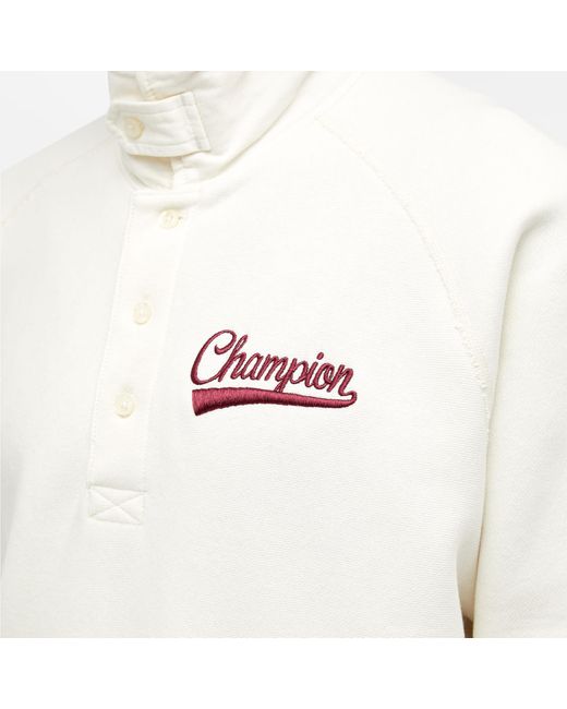 Champion White Button Collar Sweat for men
