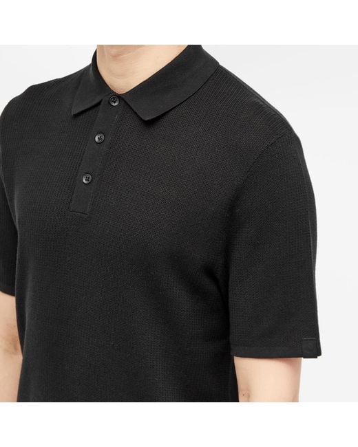 Rag & Bone Black Harvey Knit Polo Shirt for men