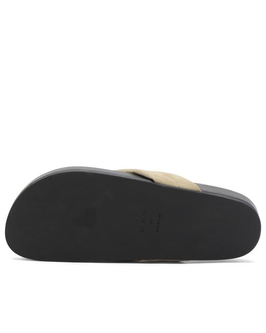 St. Agni Blue Suede Stitch Detail Thong Slide