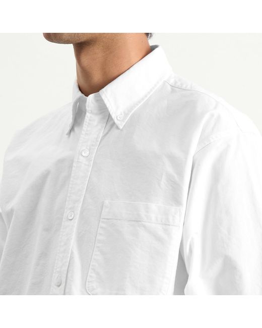 Beams Plus White Heavy Oxford Button Down Shirt for men