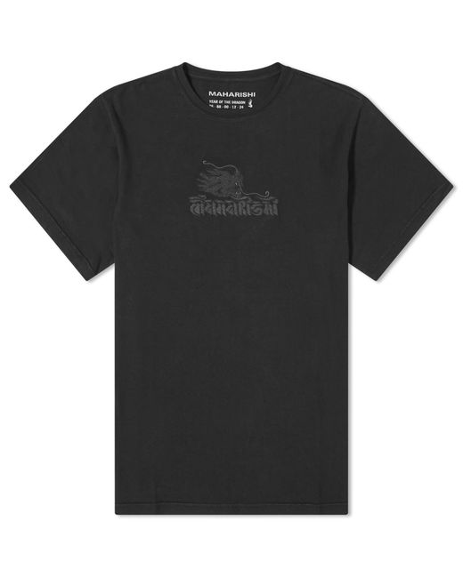 Maharishi Black 30Th Anniversary Dragon Embroided T-Shirt for men