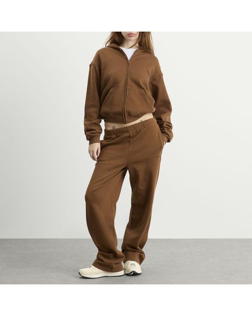 Skims Brown Cotton Fleece Classic Straight Leg Pant