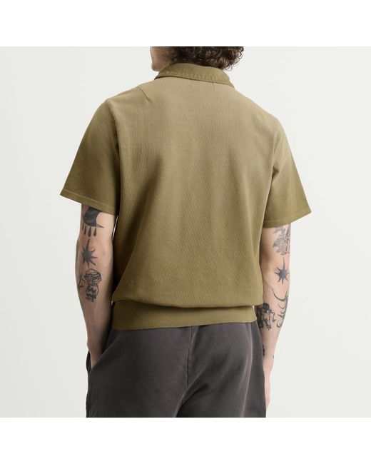 Les Tien Green Pique Cotton Tennis Polo Shirt for men