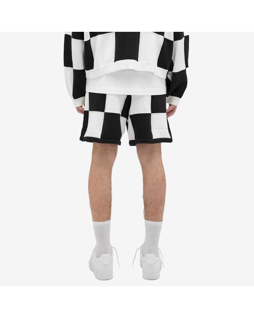 Cole Buxton Black Checkered Knit Shorts for men