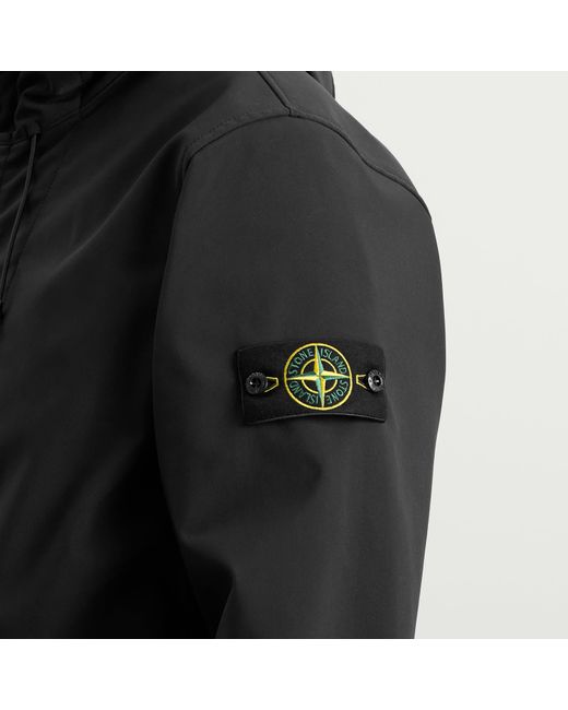 Stone Island Black Soft Shell-R Hooded Jacket for men