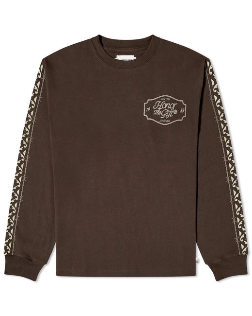 Honor The Gift Brown Pattern Long Sleeve T-Shirt for men