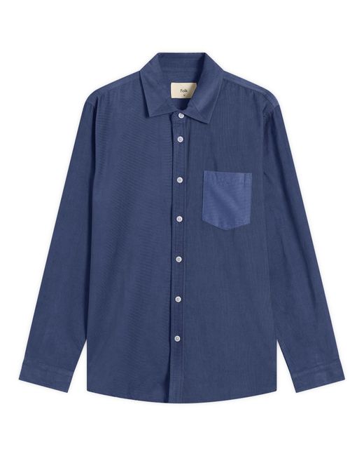 Folk Blue Direction Babycord Shirt for men