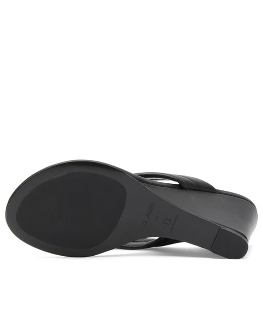 St. Agni Black Stitch Detail Thong Wedge