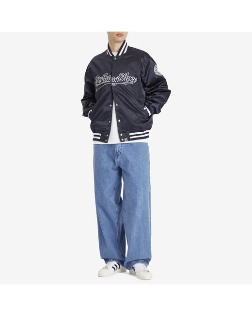 A Bathing Ape Blue Baseball Varsity Jacket for men
