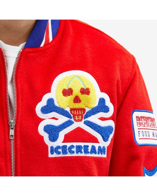 ICECREAM Red Supplies Varsity Jacket for men