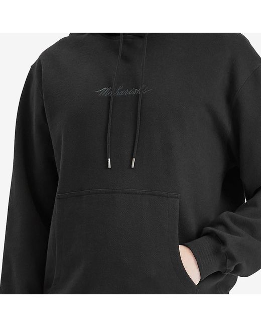 Maharishi Black Embroided Popover Hoodie for men