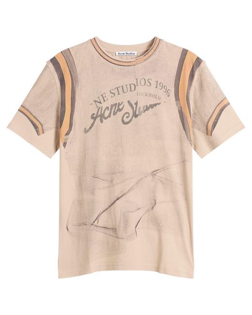Acne Natural Eram Graphic Trompe L'Oeil Printed T-Shirt