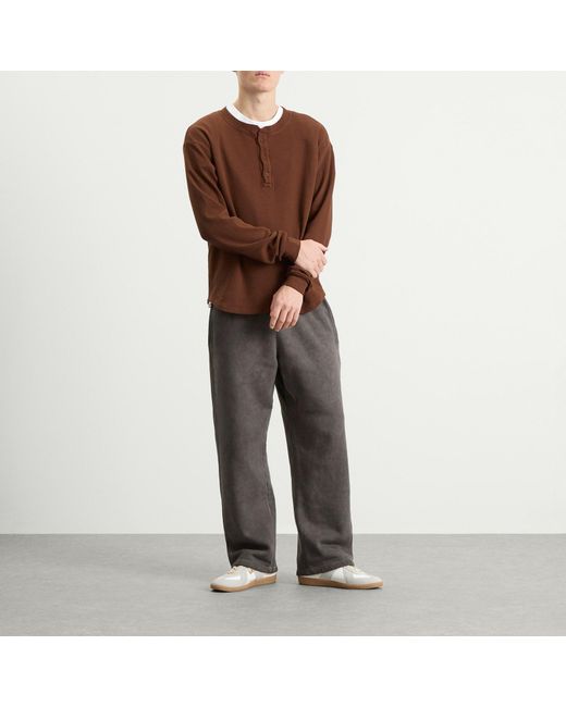 Les Tien Brown Thermal Baseball Henley for men