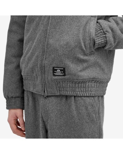 Alpha Industries Gray Wool Harrington Flight Jacket for men
