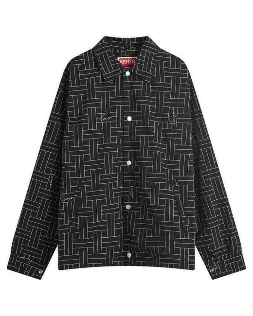 KENZO Black Weave Print Windbreaker Jacket for men