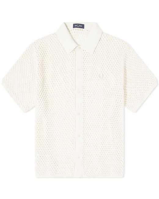 Fred Perry White Button Through Lace Shirt for men