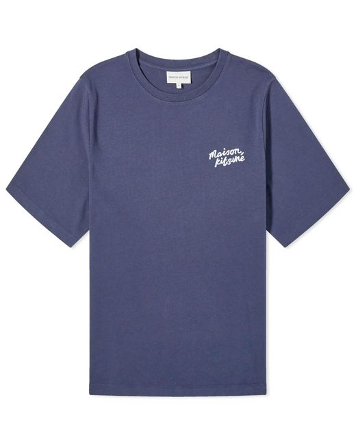 Maison Kitsuné Blue Handwriting Logo Comfort T-Shirt