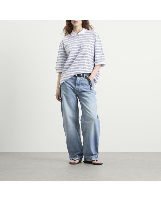 Rohe Gray Rohe Striped Oversized Polo
