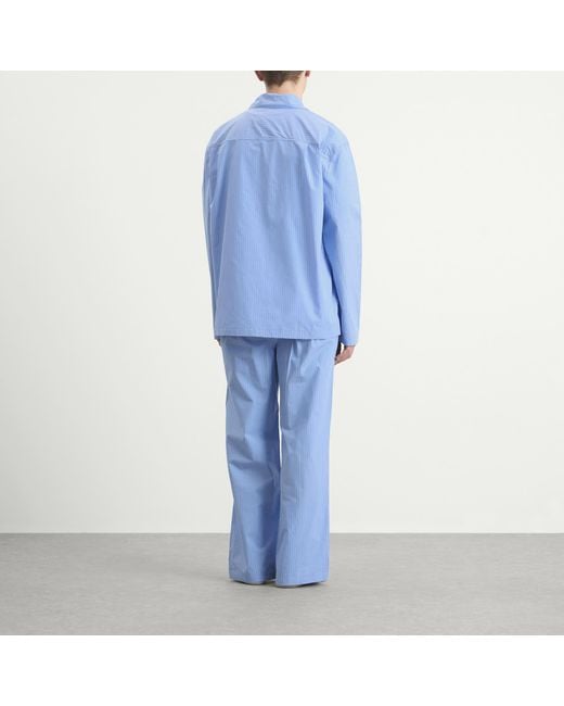 Calvin Klein Blue Heritage Crest Cotton Poplin Pyjama Set for men