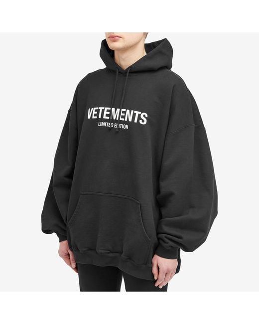 Vetements Black Limited Edition Logo Hoodie for men