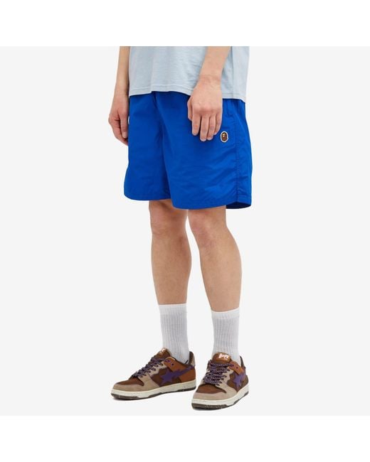 A Bathing Ape Blue Ape Head Nylon Beach Short for men