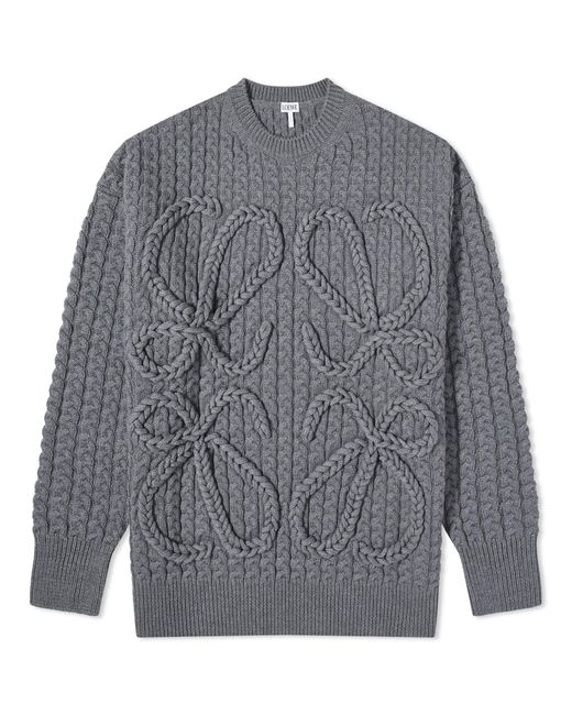 Loewe Gray Anagram Cable-knit Wool Jumper for men
