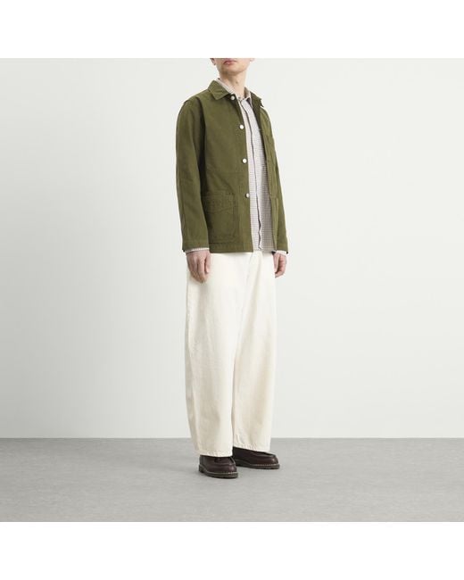 Drake's Green Canvas Chore Jacket for men