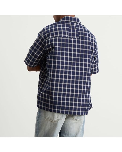 Rhude Blue Center Logo Button Up Shirt for men