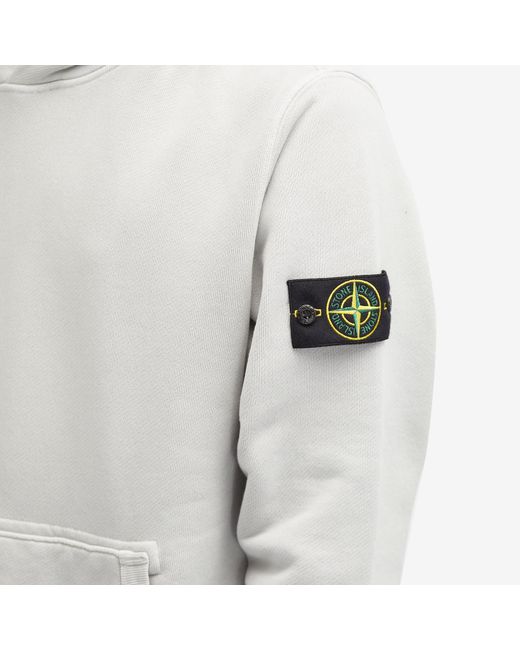 Stone Island Diagonal Fleece Old Effect Hoodie in White for