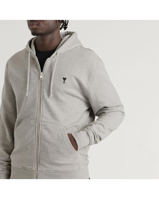 AMI Gray Adc Loopback Zip Hoodie for men