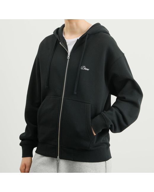 Dime Black Cursive Zip Hoodie