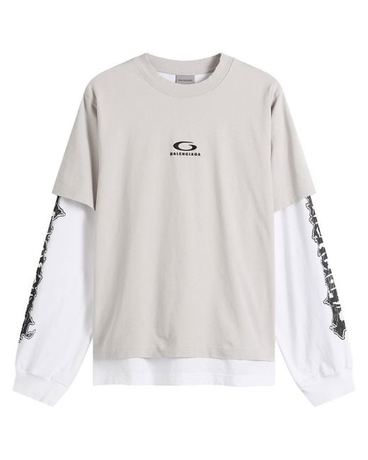 Balenciaga White Metal Merch Double T-Shirt for men