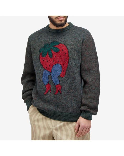 by Parra Gray Stupid Strawberry Jumper for men