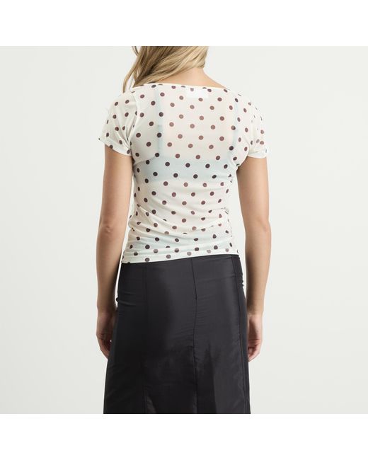Hosbjerg White Betty Short Sleeve Mesh Top
