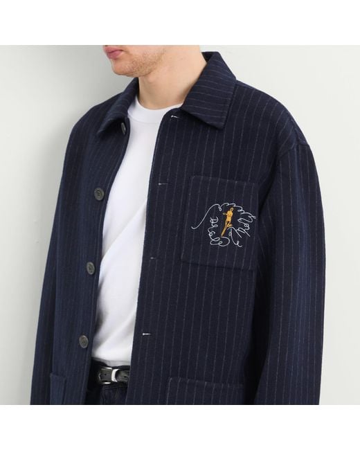 Drole de Monsieur Blue Drole De Monsieur Pinstriped Jacket for men