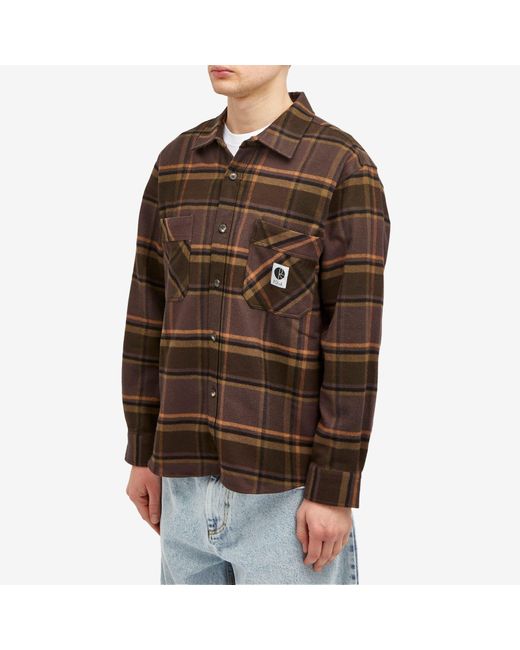 POLAR SKATE Brown Mike Flannel Shirt for men