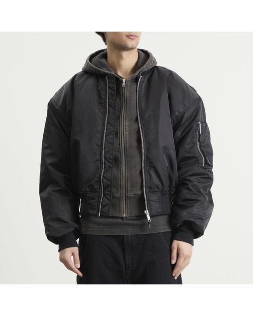 Entire studios Black Cropped Broad Bomber Jacket for men