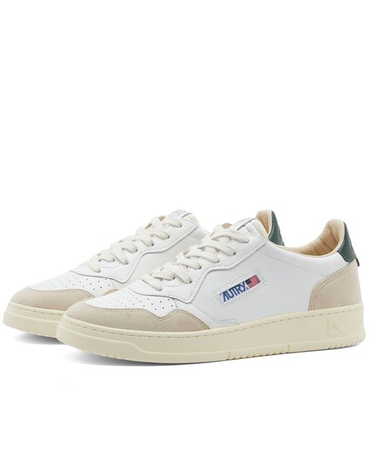 Autry White Medalist Leather Suede Sneakers for men